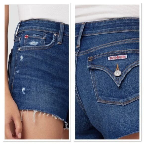 HUDSON JEANS Croxley High Rise Cut off Flap Pocket Denim Shorts Blue Sz 30 NWT - Picture 4 of 17